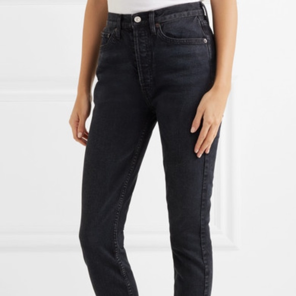 RE/DONE Originals High-Rise Ankle Crop Frayed Jean - Picture 1 of 5